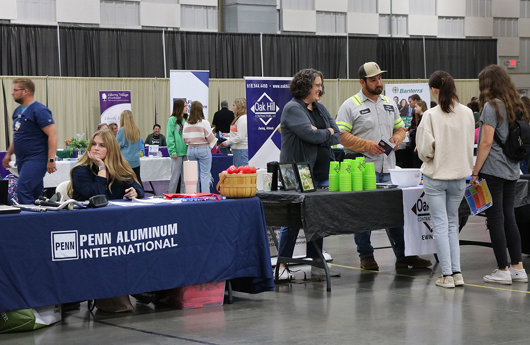 Students learn about career opportunities at Penn Aluminum and Oak Hill Contractors.