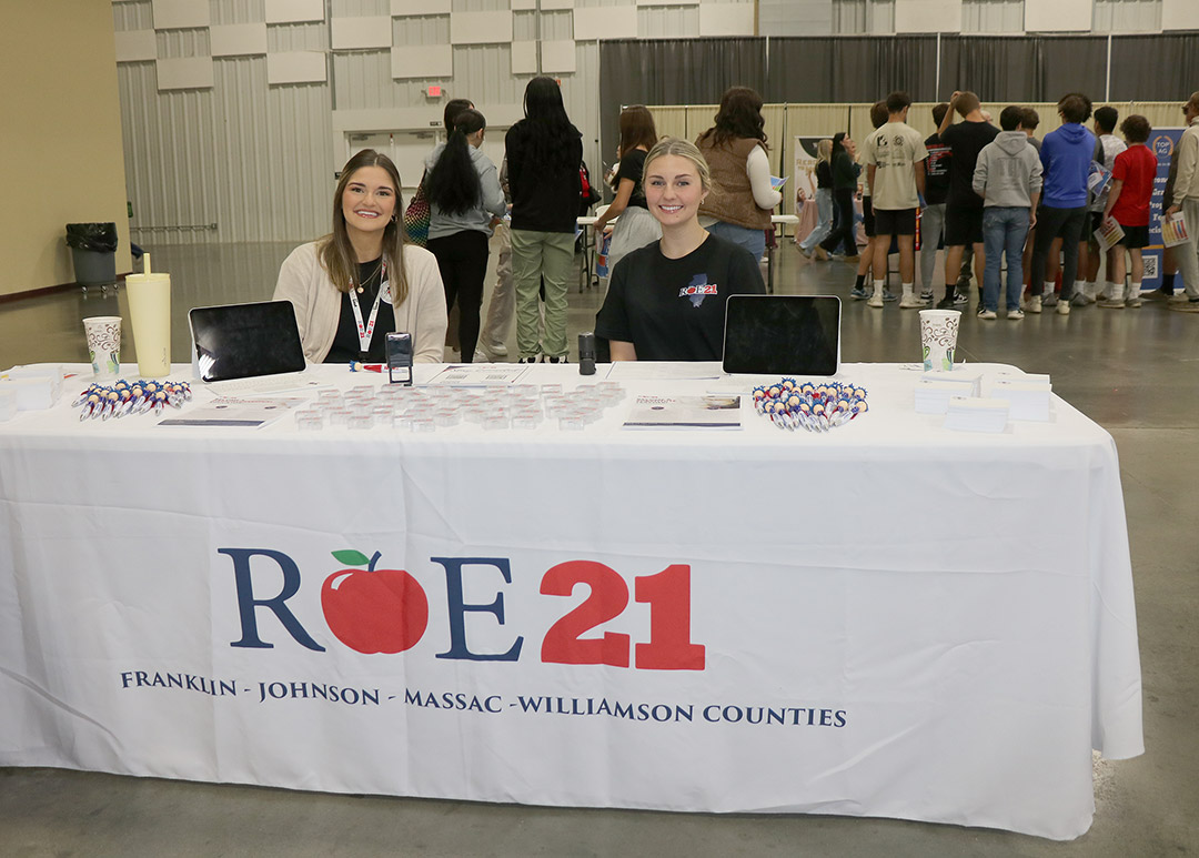 Staff from ROE #21 welcome students to the Career Fair.