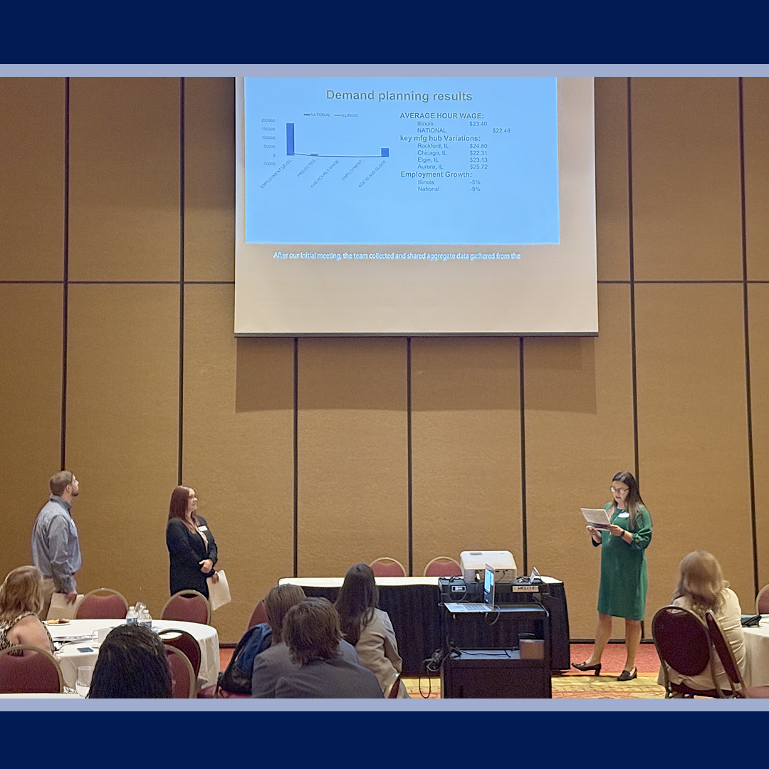 The TCM team presents their group project.