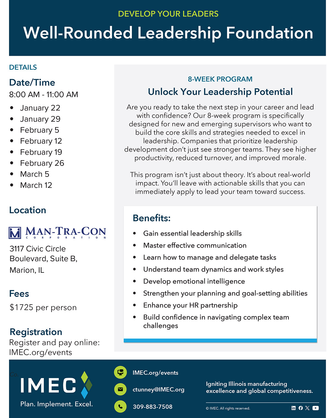 IMEC leadership workshop flyer