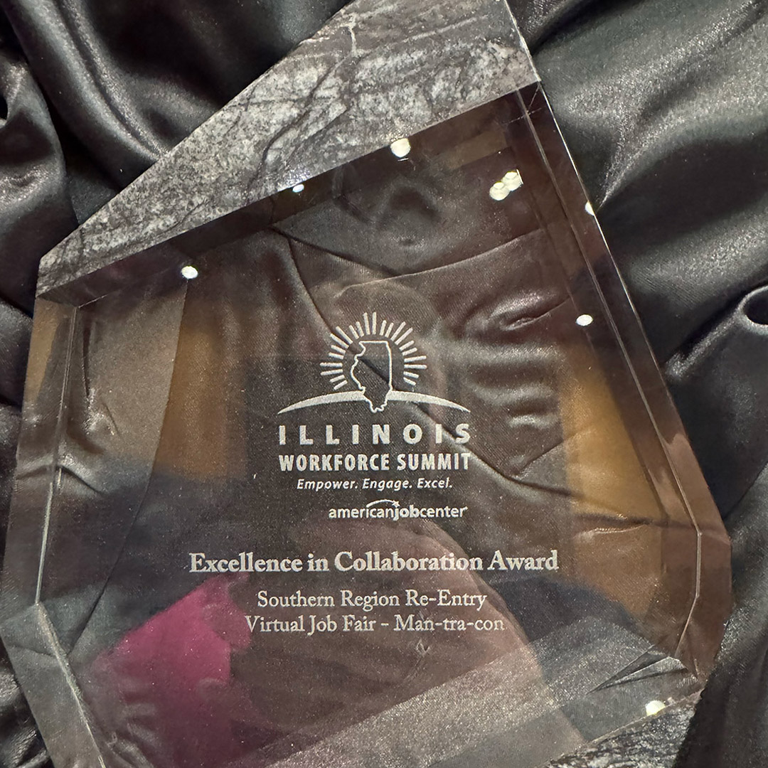 Man-Tra-Con receives an “Excellence in Collaboration Award” at the Illinois Workforce Summit in Peoria.
