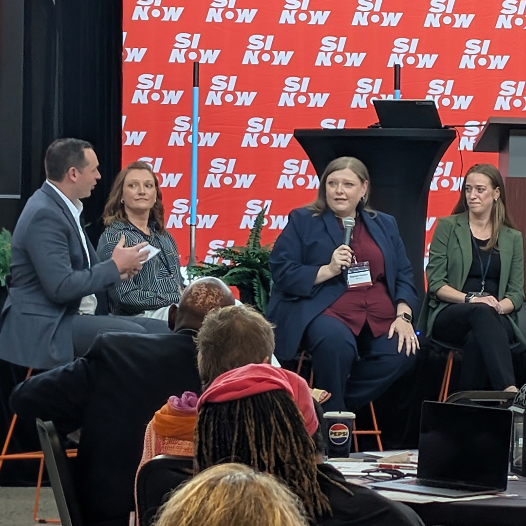 Man-Tra-Con CEO Stephanie Robinson (center) speaks with panel members during "The Future of Economic Development: The Real Truth" lightning round panel discussion.