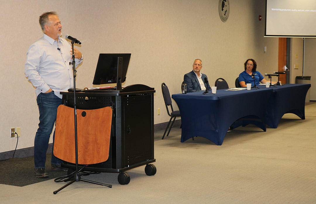 Terry Gwaltney, Owner, Integrity Roofing, speaks during the "Mental Health & Employer Partner as Success Story” panel discussion.