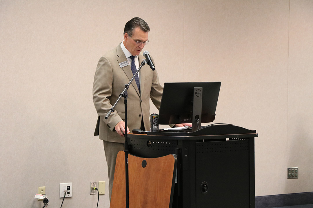 John A. Logan College President Dr. Kirk Overstreet gives the welcome address.